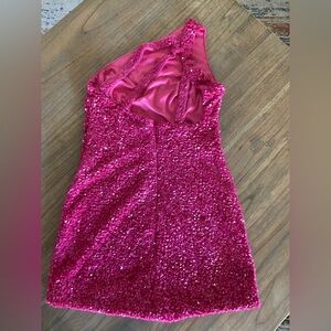 Pink Sequin Mini Dress